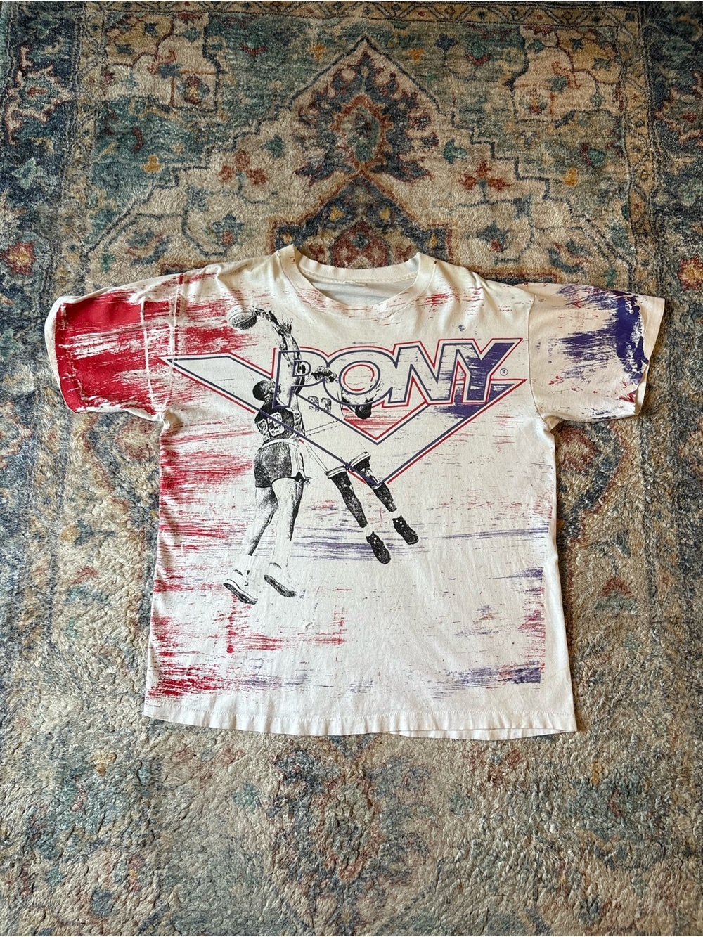 Vintage Pony Basketball All Over Print T-shirt Size XL